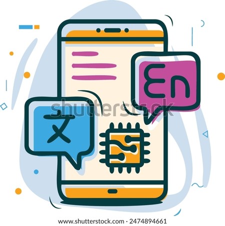 Instantly accurate language translation using llm concept, app translating texts documents with ai vector design, Artificial general intelligence symbol, Natural Language Processing sign, Machine Deep