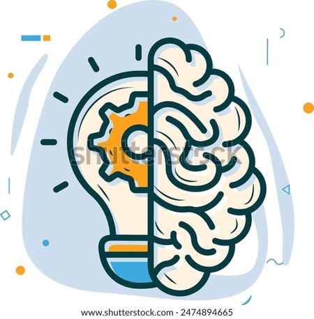 Genius Mindset Brainstorming concept, creativity technique to suggest ideas vector design, Artificial general intelligence symbol, Natural Language Processing sign, Machine Deep Learning illustration