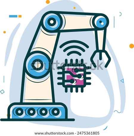 Adaptive robotic arm programmed by generative AI  concept, Robo automate industrial work vector design, Artificial general intelligence symbol, Natural Language Processing sign, Machine Deep Learning