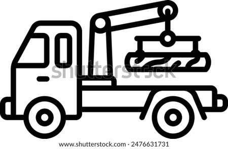 Hydraulic Rotation Pick up bole truck vector icon design, timber and lumber Symbol, Forestry and Deforestation Sign forest farming and woodland, Off road Log Handling Vehicle with knuckle boom concept