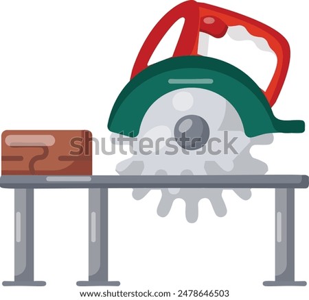 process of cutting woods in half using a wood cutter that has a sharp blade on it concept vector color icon design, timber and lumber Symbol, Forestry Deforestation Sign,mill yard saw works stock