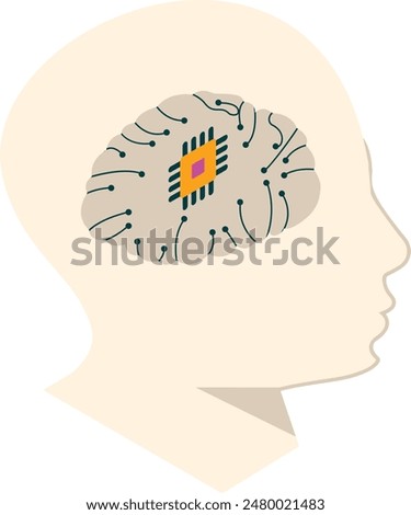 computational neuroscience isometric concept, Electrocorticography vector icon de Artificial general intelligence Natural Language Processing Machine and Deep Learning stock illustration