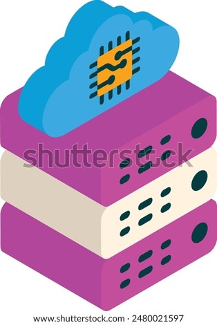 ai cloud computing isometric concept, large language models infrastructure vector icon de Artificial general intelligence Natural Language Processing Deep Learning stock illustration