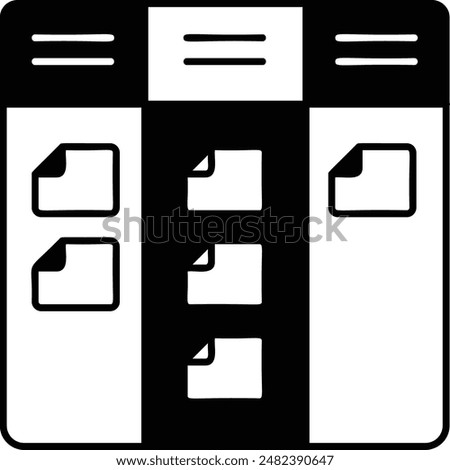 Kanban or jit Board Concept, Task Management Sheet Vector Icon Design, Software and web development symbol, Computer Programming and Coding stock illustration