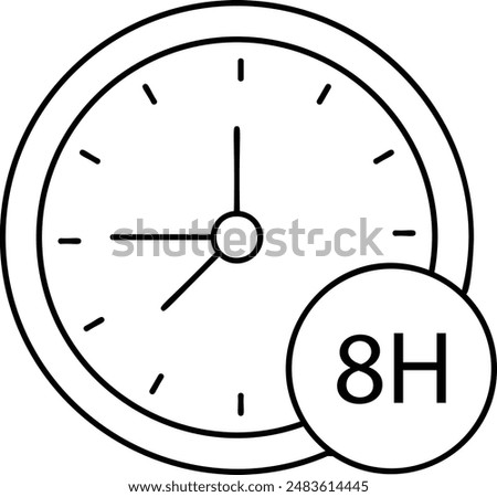 Labours Working 8 Hours Signage outline concept, Clock with 8h Text vector icon design, Labor Day Symbol, 1st of May Sign, International Worker stock illustration