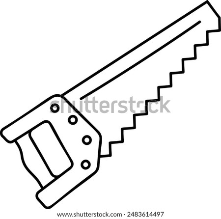 carpentry hand saws outline concept, cross-cut panel pruning saw with teeth vector icon design, Labor Day Symbol, 1st of May Sign, International Worker stock illustration
