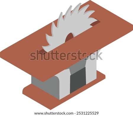 Wood Cutting Carbide Disc Running isometric concept, multifunction table saw vector icon design, timber and lumber Symbol, forest Deforestation products Sign,mill yard and sawworks illustration