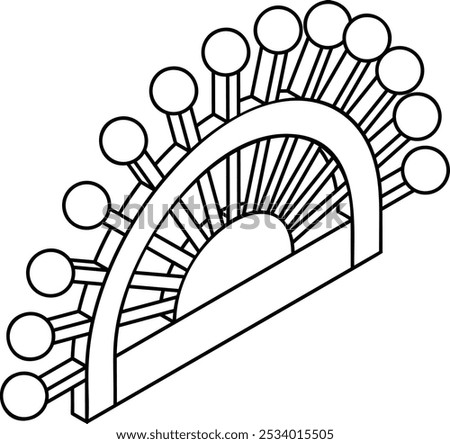 small pad for holding many tailoring pins isometric outline concept, pincushion or pin cushion vector icon, custom tailoring symbol, Made-to-measure clothing sign,Sewist materials stock illustration