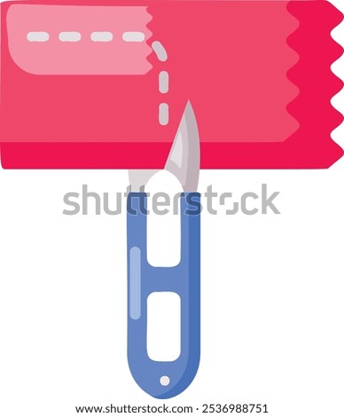 Small Cutting tool vector flat icon design, Handcrafted symbol, Perfect fit clothing sign,Sew and Tailor materials stock illustration, thread snips cutting the extra excess fabric concept