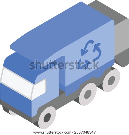 Split Body Rear Load Garbage Trucks isometric concept, Waste or Direct Collection Vehicle vector icon design, Housekeeping symbol, Home cleaning sign, Janitorial and Sanitation stock illustration