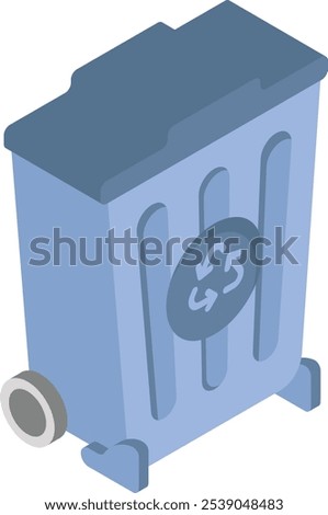 Trash can equipped with Wheels isometric concept, Portable Recycle Bin vector icon design, Housekeeping symbol, Home cleaning sign, Janitorial and Sanitation stock illustration