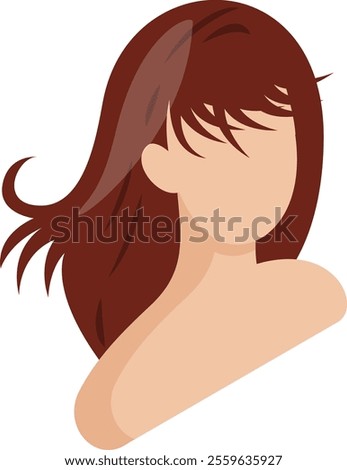 medium layered hairstyle isometric concept, beautiful face-framing look lob cut vector icon design, beauty personal care symbol, cosmetic dermatology sign, body aesthetics stock illustration