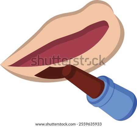 Applying Lipstick on Lips isometric concept, Makeup Artist Studio Logo vector icon design, beauty personal care symbol, cosmetic dermatology sign, body aesthetics stock illustration