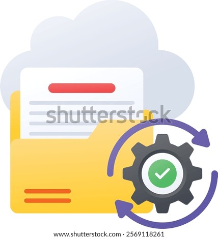 File Folder Management on Cloud concept, configure backups at application vector icon design, Web hosting service Symbol, Computing machines Sign, Internet Application Management stock illustration