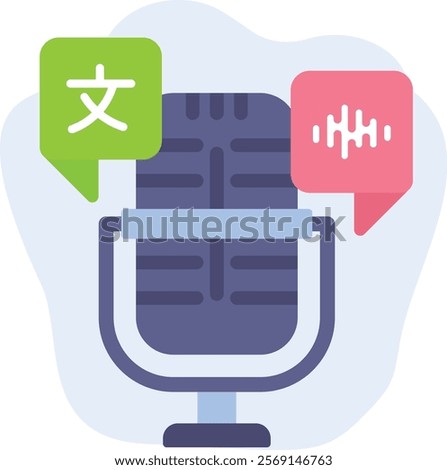 podcast auto transcript concept, automatic transcriber interpreter vector icon design, International Day of Language symbol, Linguistic diversity sign, Bilingualism Polyglot illustration