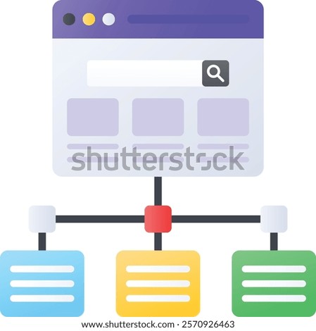 Website Silo structures concept, tier link building vector color icon design, Web hosting service Symbol, Computing machines Sign, Internet Application Management stock illustration