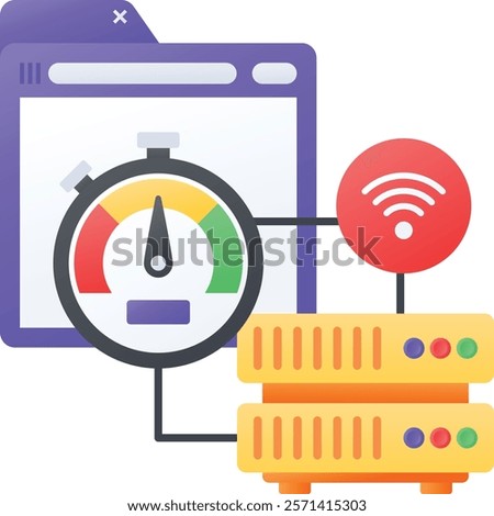 Host Access Control concept, View Bandwidth Usage vector color icon design, Web hosting service Symbol, Computing machines Sign, Internet Application Management stock illustration