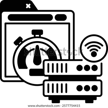 View Bandwidth Usage vector icon design, Web hosting service Symbol, Computing machines Sign, Internet Application Management stock illustration, Host Access Control concept