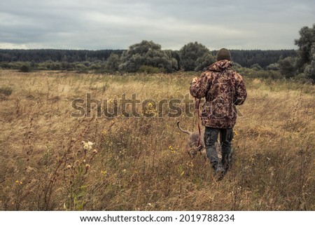 Similar – Image, Stock Photo Man and Weimaraner hunting dog at the sea in Norway