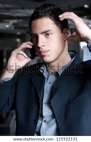 Business man talking on the phone worry
