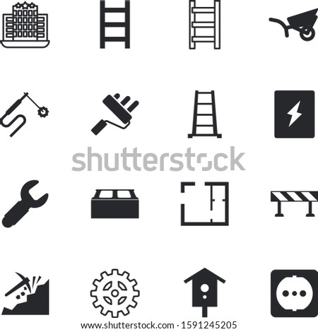 construction vector icon set such as: homemade, masonry, growth, store, rectangle, painting, tools, door, boundary, stone, wooden, meter, stop, mining, drawing, welder, motion, wire, service, barrier