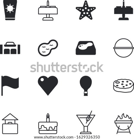 holiday vector icon set such as: romance, label, beverage, fly, dream, leisure, hallowen, sand, air, duffel, tan, sports, waving, shell, pole, new, grilling, potion, halloween, medicine, cloud, pork