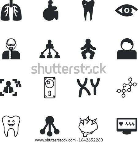 human vector icon set such as: vision, screen, figure, creative, scientist, view, recruit, thin, disabled, stretching, activity, lab, gymnastics, process, spiral, stretch, intuitive, fitness, workout