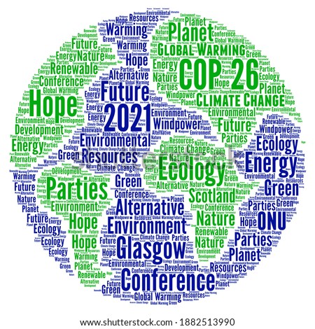 COP 26 in Glasgow word cloud concept