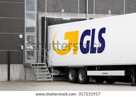 Aarhus, Denmark - September 5, 2015: GLS logistic center in Aarhus, Denmark. General Logistics Systems is a dutch british owned logistics company based in Amsterdam and founded in 1999.
