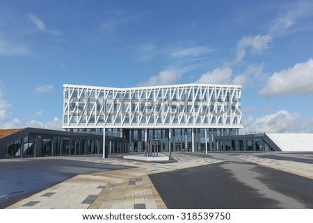 Viborg, Denmark - August 27, 2015: City hall of Viborg in Denmark from Henning Larsen international architecture firm
