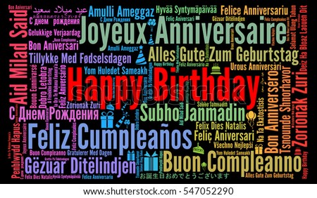 Happy Birthday In Different Languages Stock Photo 547052290 : Shutterstock
