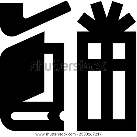 Vector illustration of an international airport symbol for shops. Black and white AIGA sign for shopping area at airport.