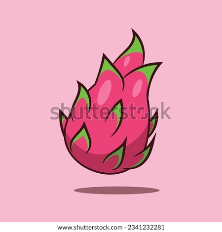 Dragon fruit cartoon vector illustration. Fruit vector cartoon illustration suitable for poster, brochure, web, mascot, sticker, logo and icon.