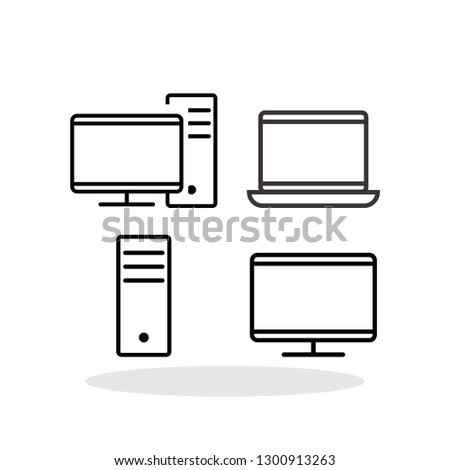 Computer icon set in flat style. Laptop symbol for your web site design, logo, app, UI Vector EPS 10.