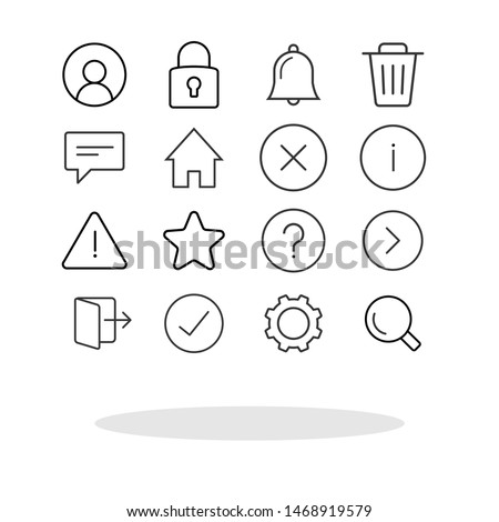 Simple icon set in trendy flat style. Basic interface symbol for your web site design, logo, app, UI Vector EPS 10. - Vector