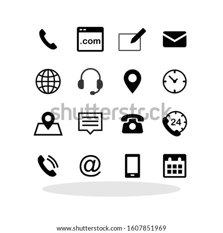 Contact us icon set in trendy flat style. Communication symbol set for your web site design, logo, app, UI Vector EPS 10. 