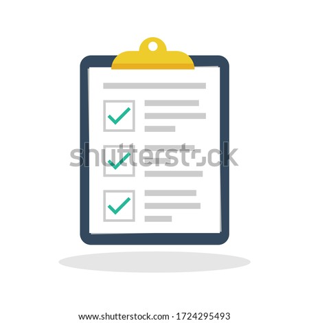Check report icon in flat style. To do list symbol for your web site design, logo, app, UI Vector EPS 10.	
