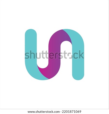 alphabet u n union together seamless ribbon logo symbol icon design