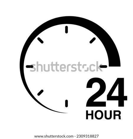24 hour protection clock time sign icon symbol vector illustration isolated on white background