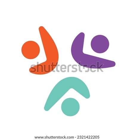 3 People togetherness and community concept logo abstract vector illustration eps