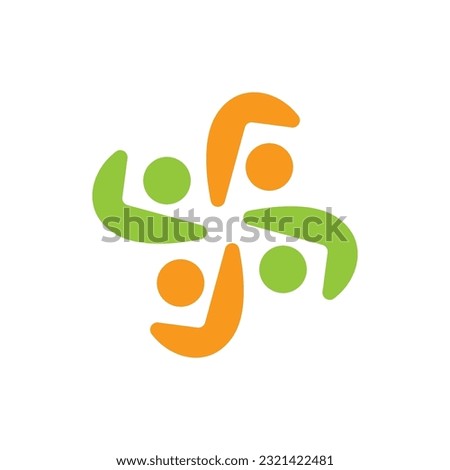 4 People togetherness and community concept logo abstract vector illustration eps