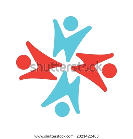 4 People togetherness and community concept logo abstract vector illustration eps
