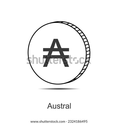 austral symbol coin icon vector illustration eps