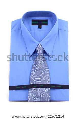 New blue dress shirt with tie