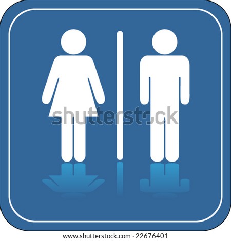 Blue Unisex Restroom Sign With Shadow Stock Vector Illustration ...