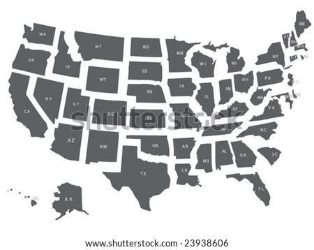 A Vector Usa Map With All States In Separate Layers. - 23938606 ...