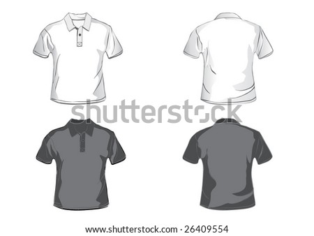 White And Black Polo Shirt Design Template With Front And Back. Stock ...