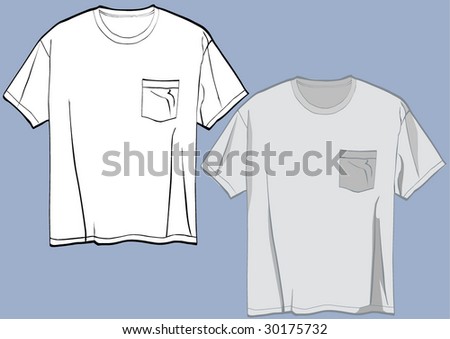 Two Vector Tee Shirts Templates With Easily Editable Pockets - 30175732 ...