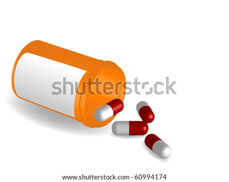 Prescription Pill Bottle With Blank Label And Pills Stock Vector ...