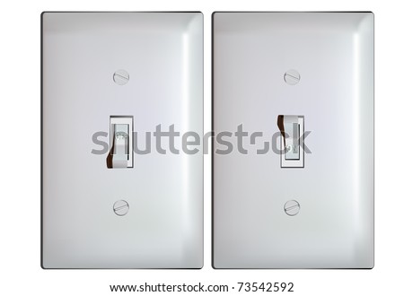 Electric light switch in ON and OFF positions -vector